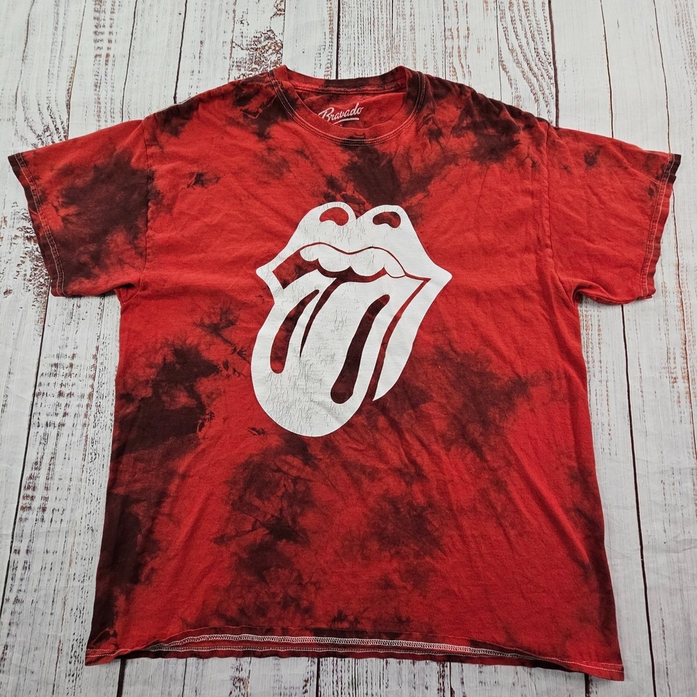Rolling Stones Red Acid Wash Short Sleeve Cotton T-Shirt Men's M